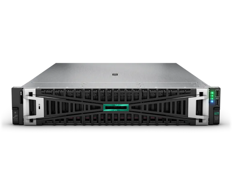 HPE ProLiant DL380 Gen11, vista frontal (con bisel opcional no incluido)